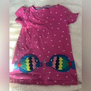 Mini Boden Pink Printed Fish Tunic Dress 6/7 years